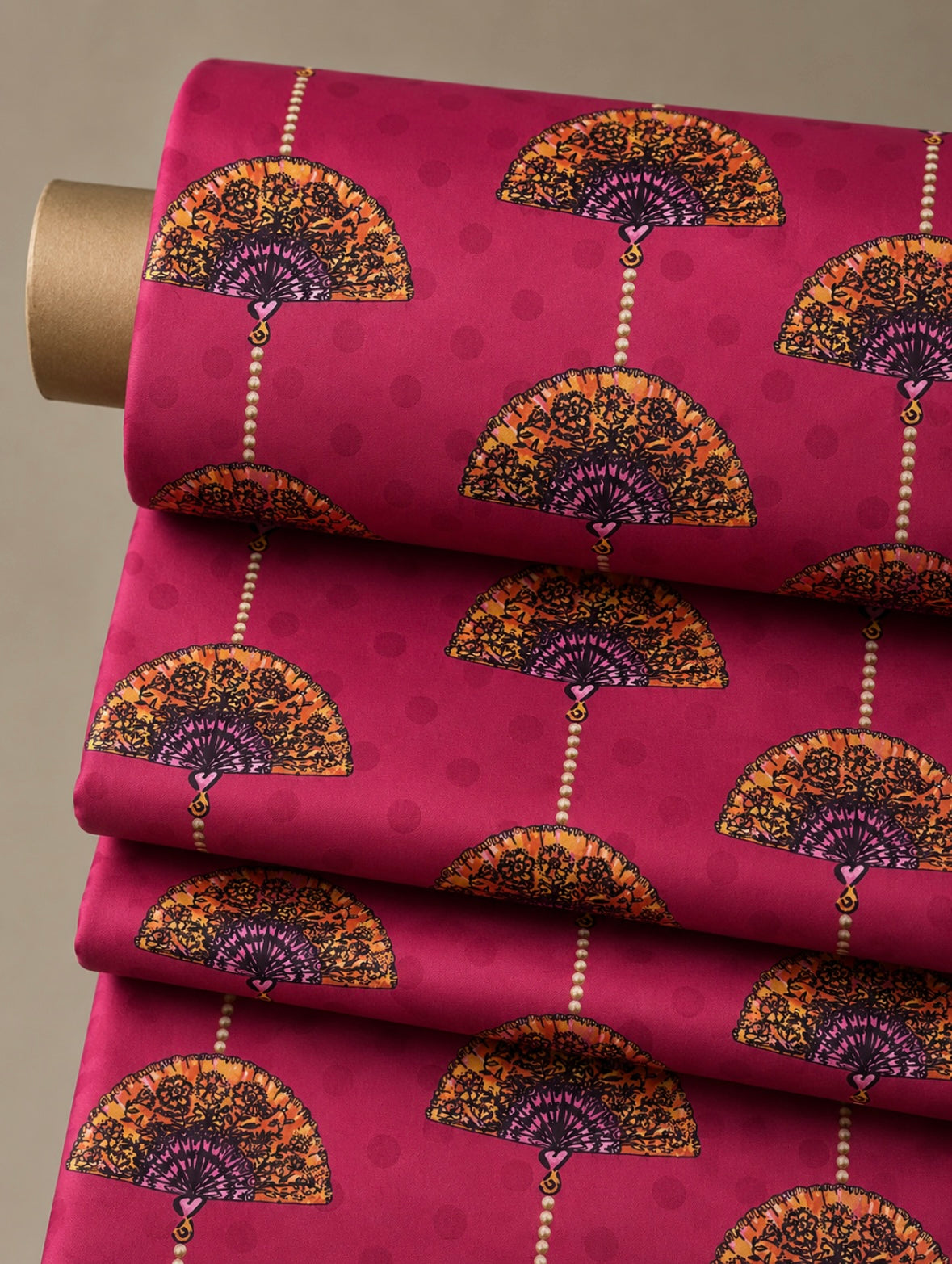 Lace Fan Fuchsia – Silk Jacquard (3.5 Meters)